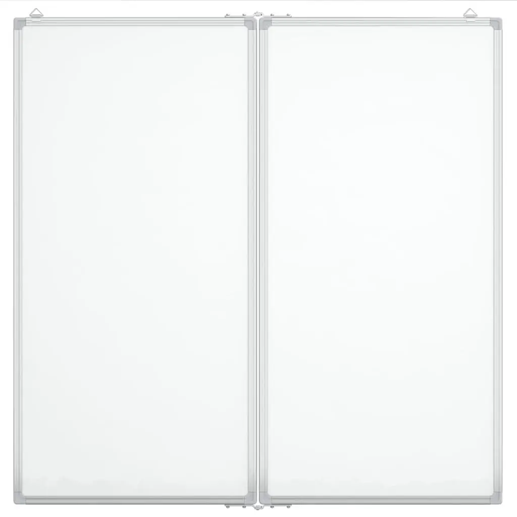 Magnetic Whiteboard Foldable Aluminium Two Panel Display Board 80 x 80 cm White