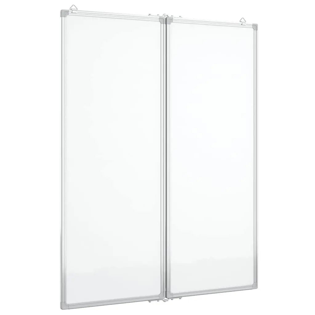 Magnetic Whiteboard Foldable Two Panel Display Board Aluminium Lacquer-coated 80 x 100 cm White