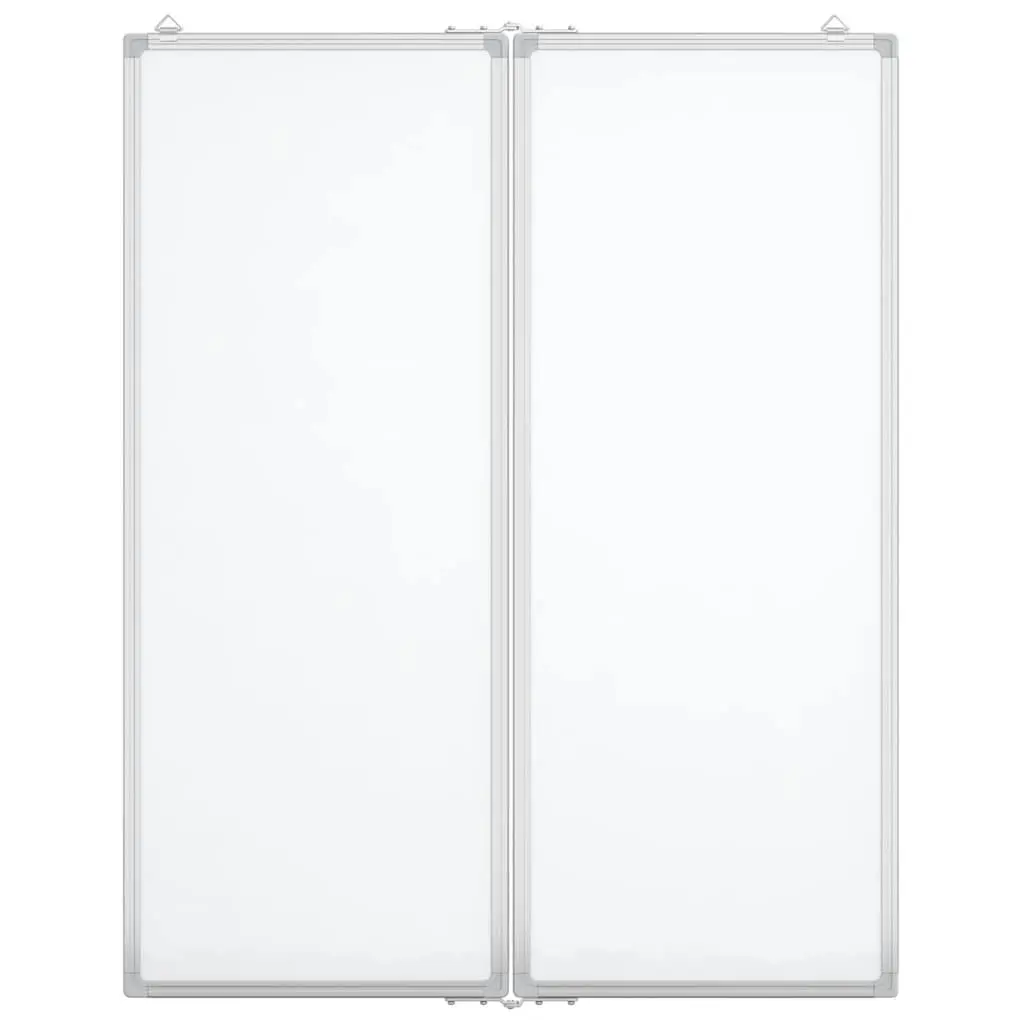 Magnetic Whiteboard Foldable Two Panel Display Board Aluminium Lacquer-coated 80 x 100 cm White