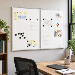 Magnetic Whiteboard Foldable Double Panel 100x80cm Home Office Display Board