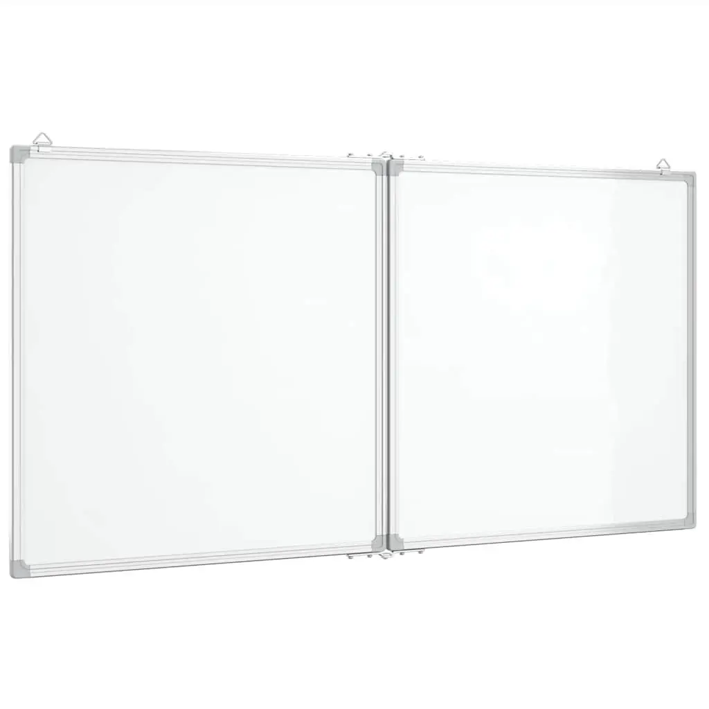 Magnetic Whiteboard Foldable Two Panel Display Board Lacquer Coated Surface 120 x 60 cm