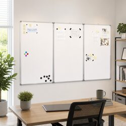 Magnetic Whiteboard Foldable Display Board Two Panel Presentation Writing Office