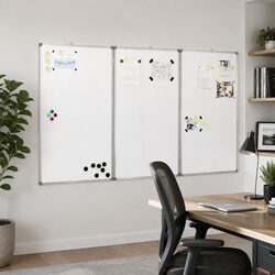 Magnetic Whiteboard Foldable Two Panel Display Board Home Office Presentation