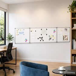 Foldable Magnetic Whiteboard Display Board 200x40cm Office Home Presentation