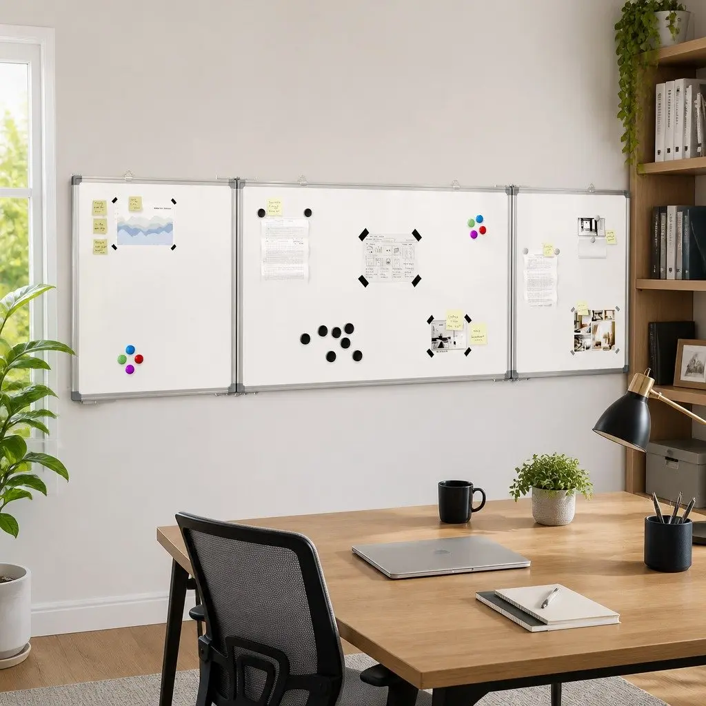 Magnetic Whiteboard Foldable Aluminium 160x60cm White