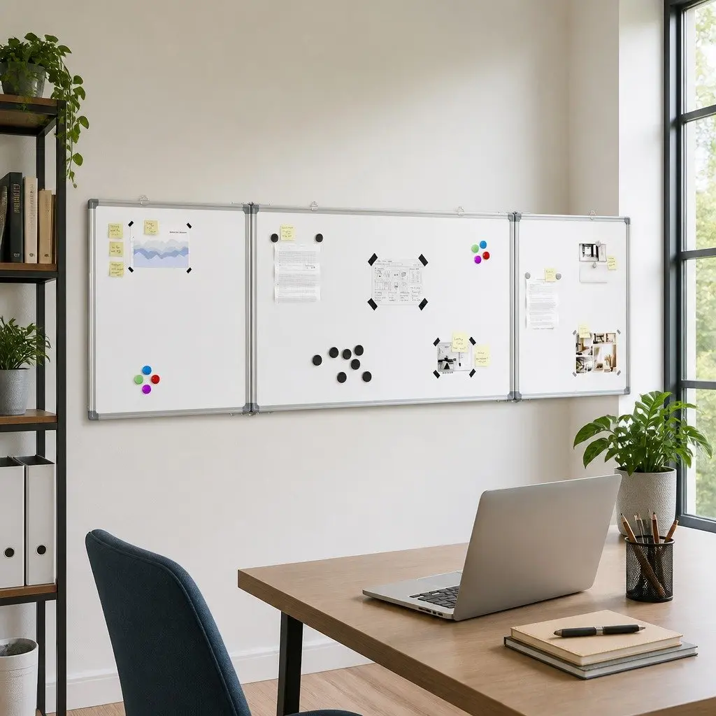Magnetic Whiteboard Foldable Aluminium Lacquer-coated 200 x 60 cm White