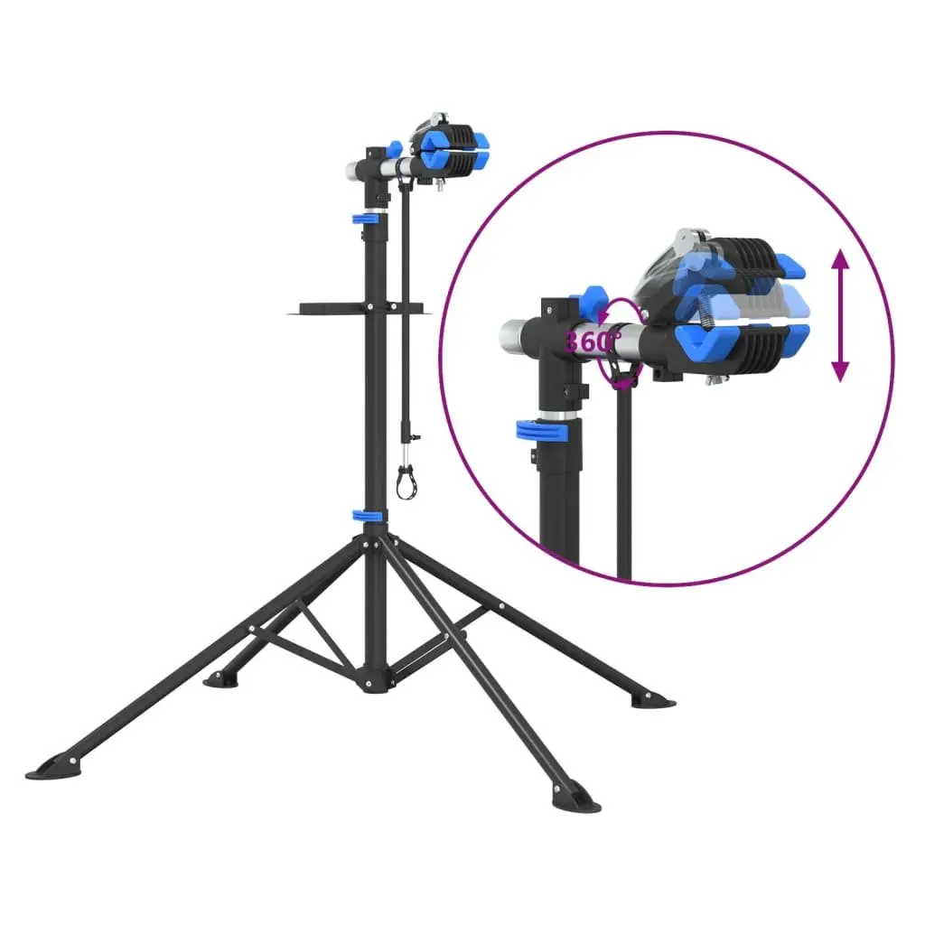 Bike Repair Stand Steel Foldable Adjustable Height 108-188cm Blue