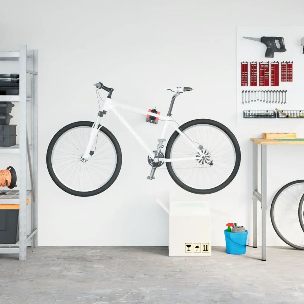 Wall Mounted Bike Repair Stand Steel Frame Red Foldable