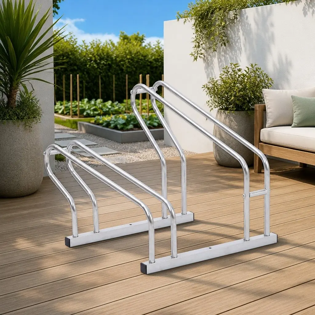 Silver Bicycle Stand for 2 Bikes Usage