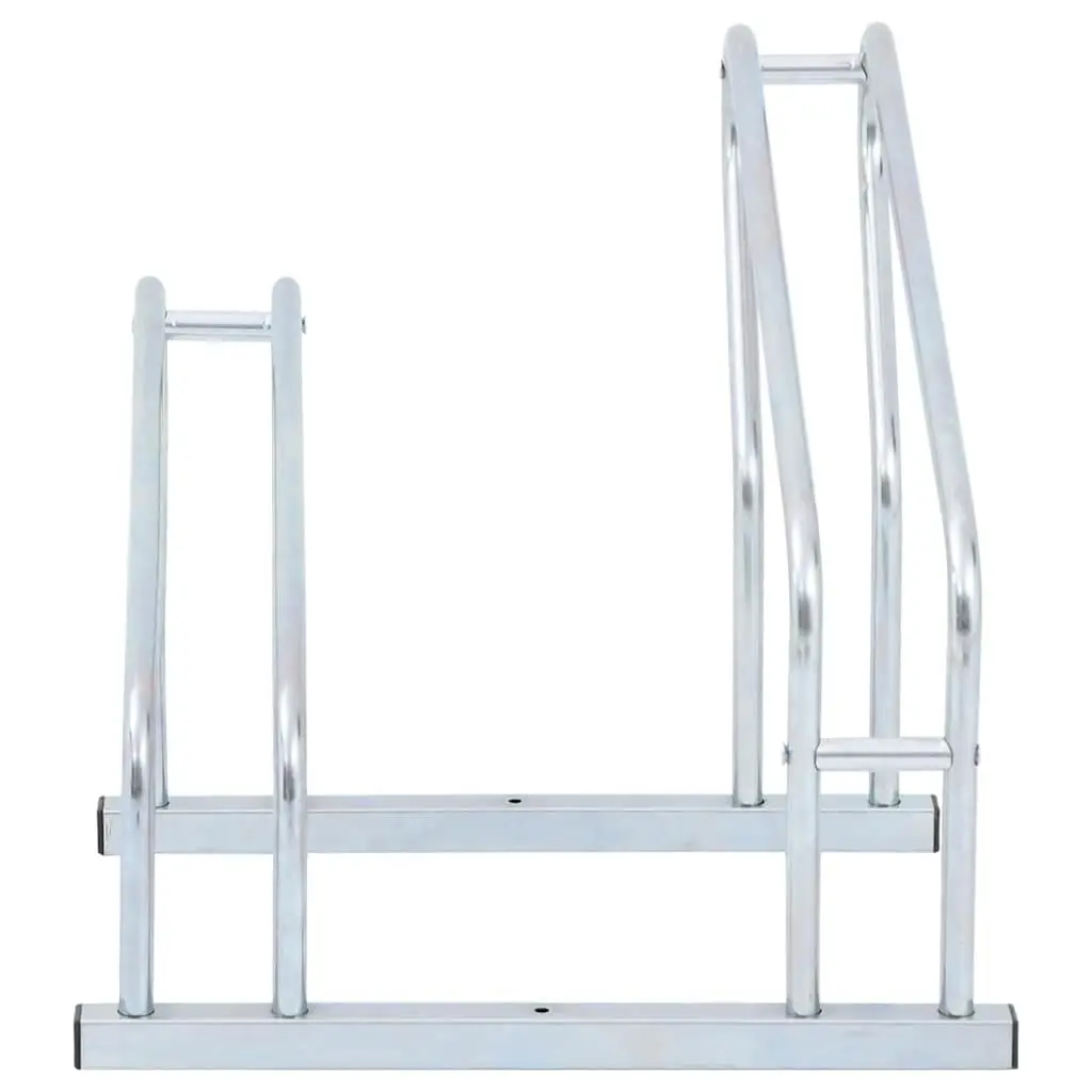 Bicycle Stand Galvanised Steel Freestanding Silver for 2 Bikes Indoor Outdoor