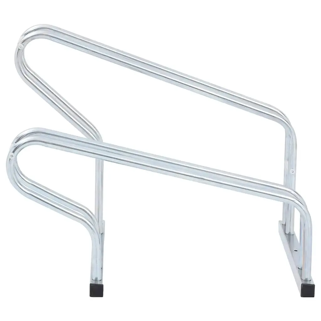 Bicycle Stand Galvanised Steel Freestanding Silver for 2 Bikes Indoor Outdoor