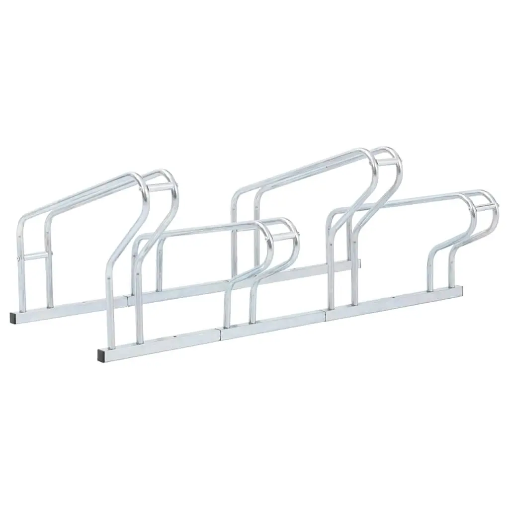Bicycle Stand Galvanised Steel Silver 4 Bikes Freestanding Storage Rack