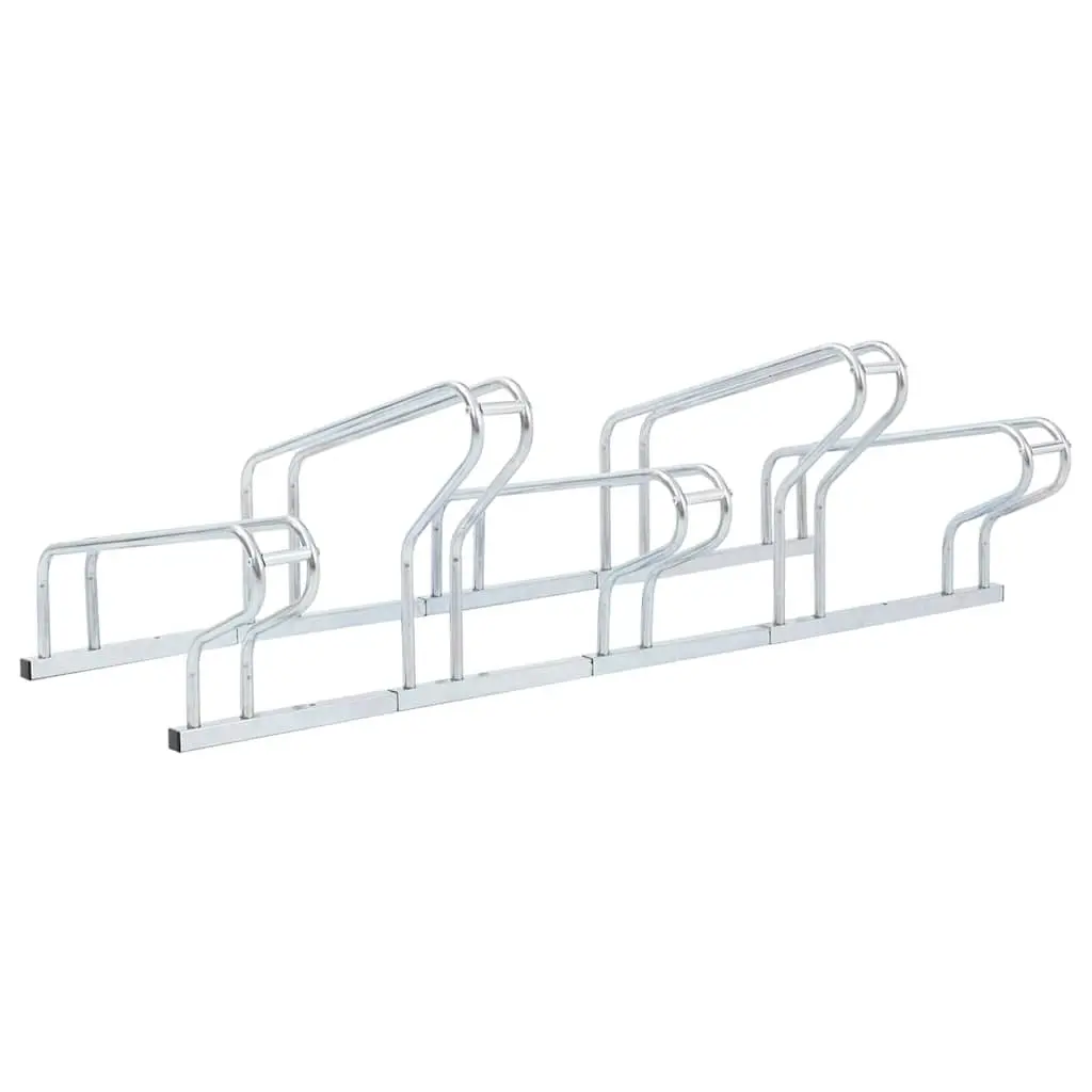 Bicycle Stand Freestanding Galvanised Steel 5 Bikes Storage Silver