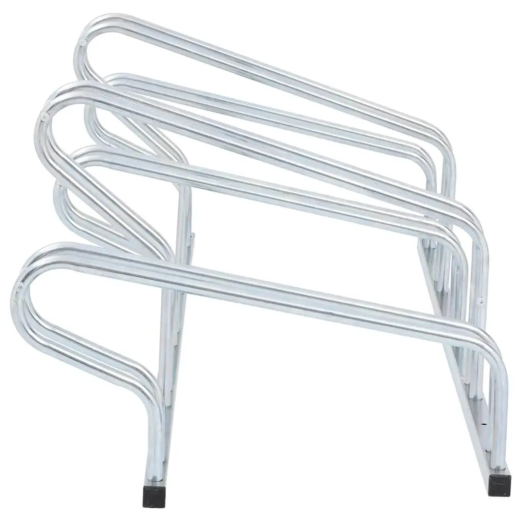 Bicycle Stand Freestanding Galvanised Steel 5 Bikes Storage Silver
