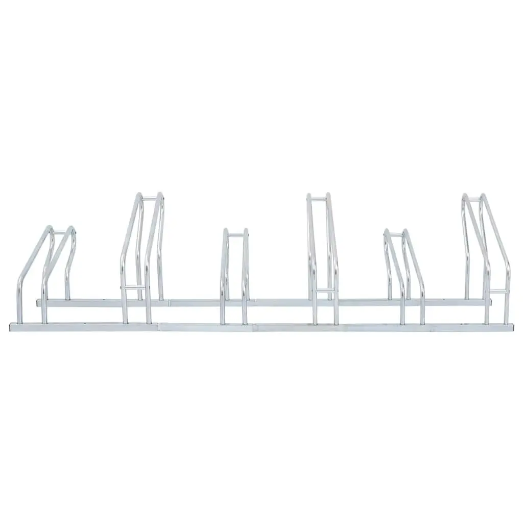 Bicycle Stand Freestanding Galvanised Steel 6 Bikes Silver