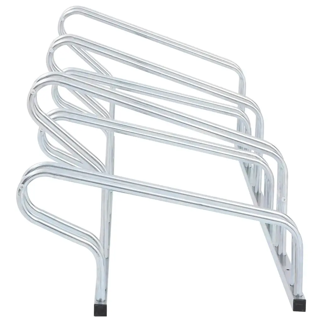 Bicycle Stand Freestanding Galvanised Steel 6 Bikes Silver