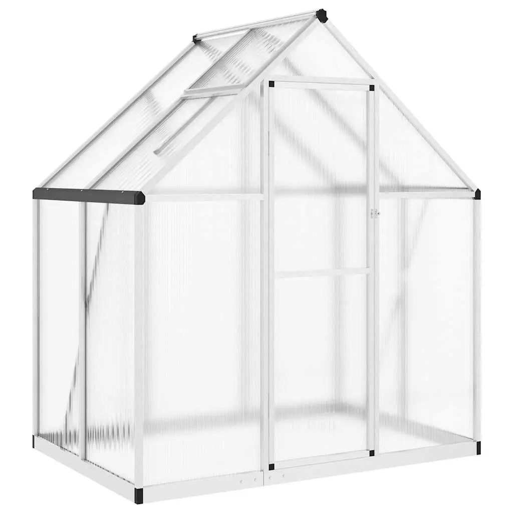 Aluminium Polycarbonate Greenhouse Silver 169x114x195 cm with Base Frame for Garden