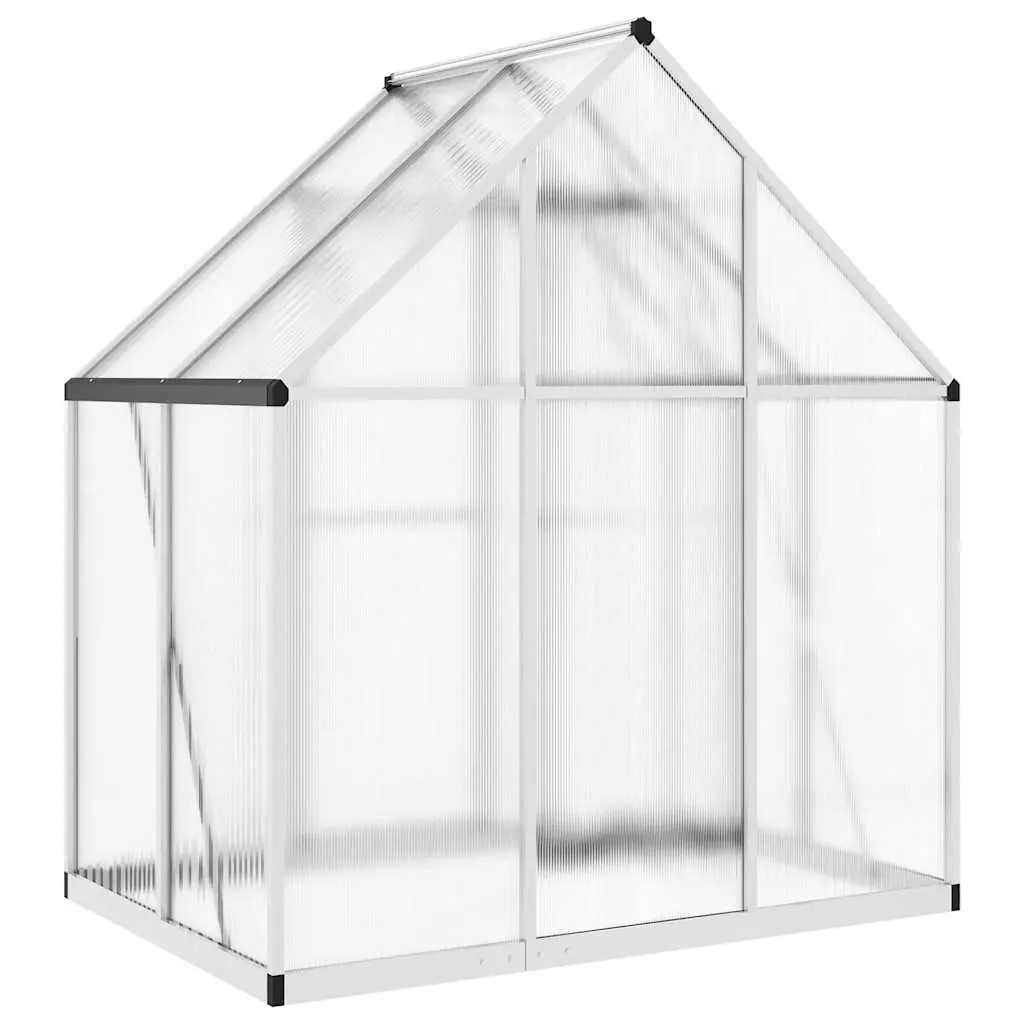 Aluminium Polycarbonate Greenhouse Silver 169x114x195 cm with Base Frame for Garden
