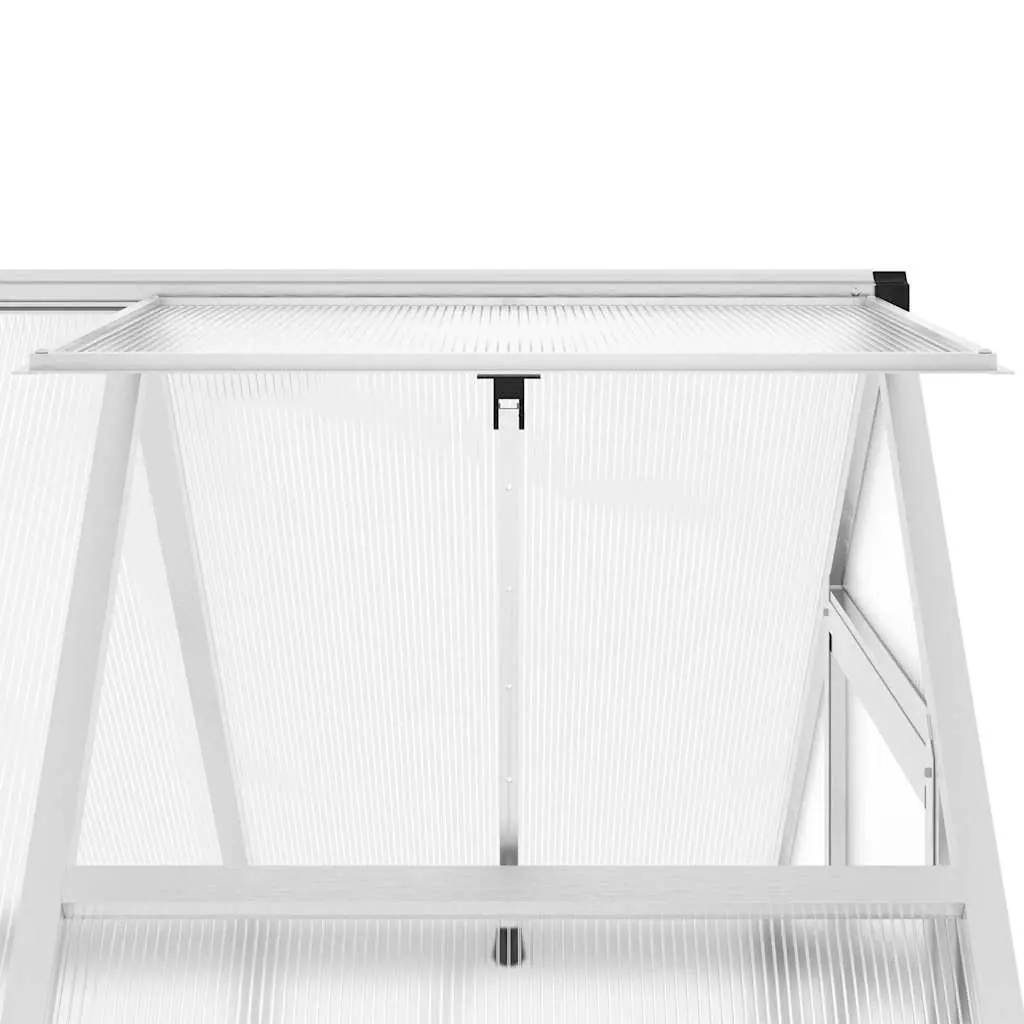 Aluminium Polycarbonate Greenhouse Silver 169x114x195 cm with Base Frame for Garden