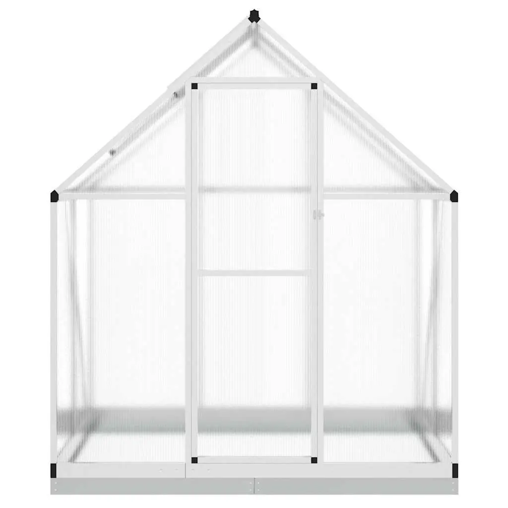 Greenhouse Aluminium Polycarbonate Silver 169x114x202 cm with Base Frame for Garden