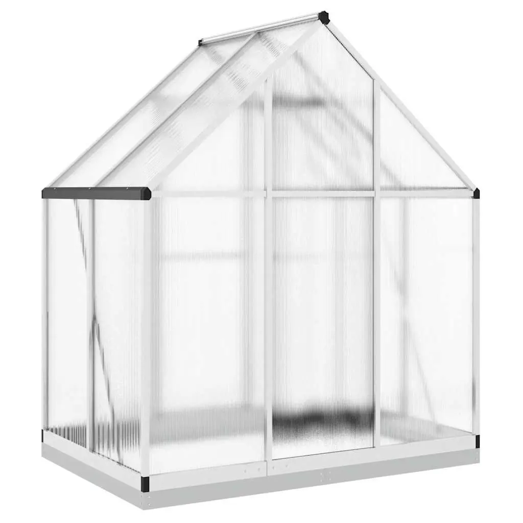 Greenhouse Aluminium Polycarbonate Silver 169x114x202 cm with Base Frame for Garden