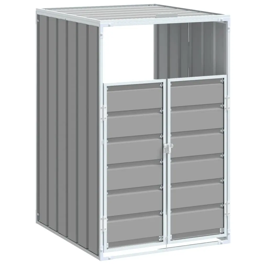 Single Outdoor Storage Shed Powder-Coated Steel Grey 72x81x115cm Garden Waste Bin Cover