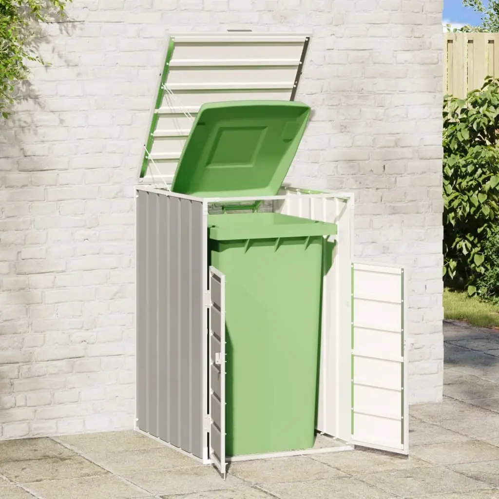 Single Outdoor Storage Shed Powder-Coated Steel Grey 72x81x115cm Garden Waste Bin Cover