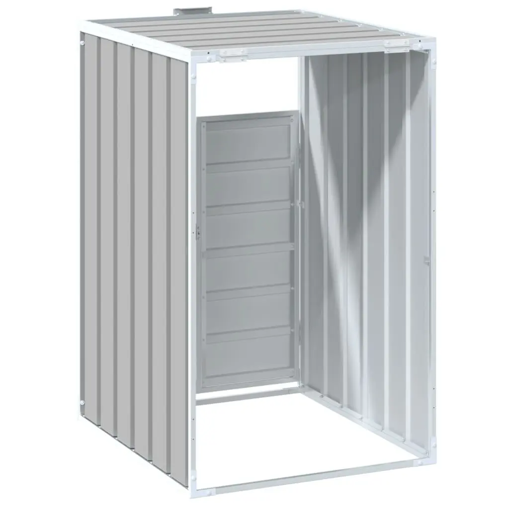 Single Outdoor Storage Shed Powder-Coated Steel Grey 72x81x115cm Garden Waste Bin Cover