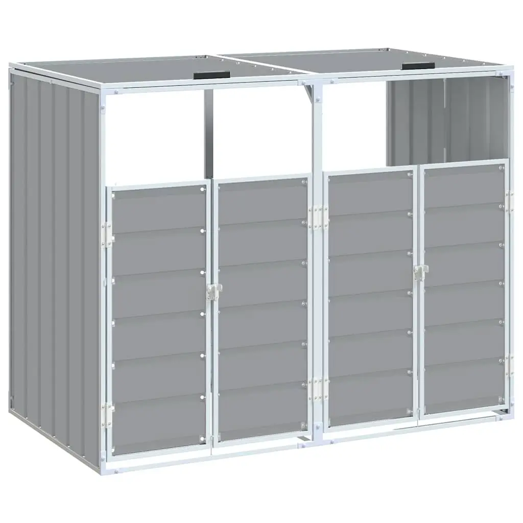 Wheelie Bin Storage Double Bins Grey Garden Waste Container Enclosure Steel