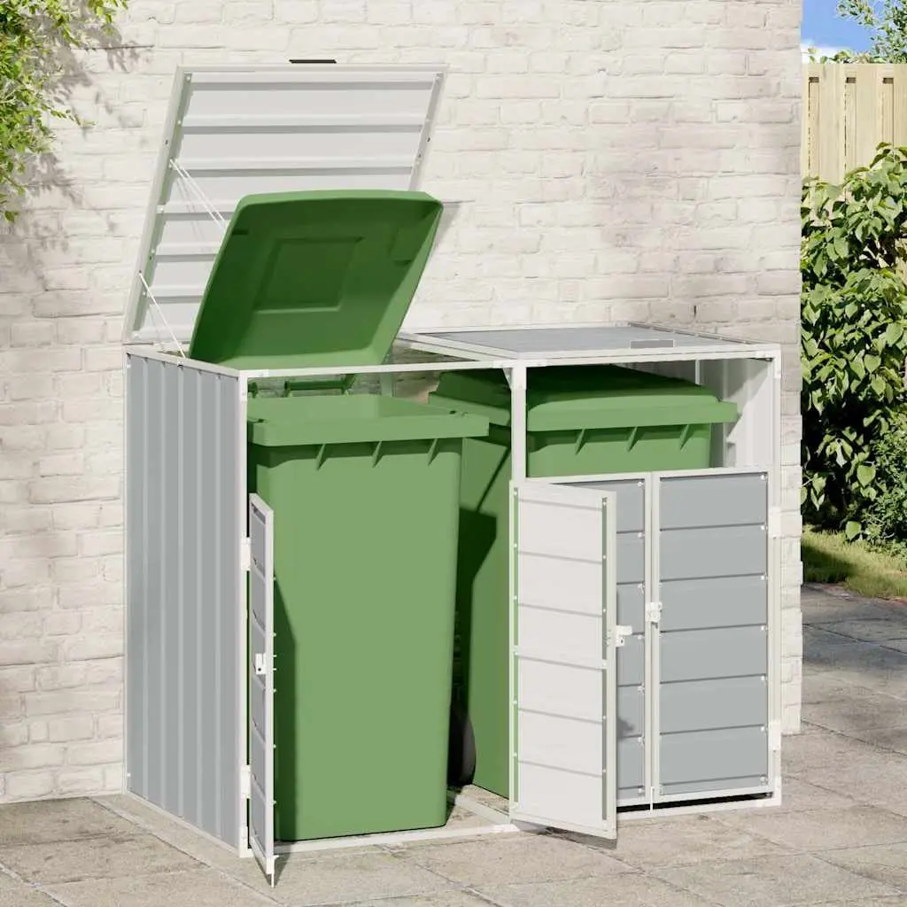 Wheelie Bin Storage Double Bins Grey Garden Waste Container Enclosure Steel