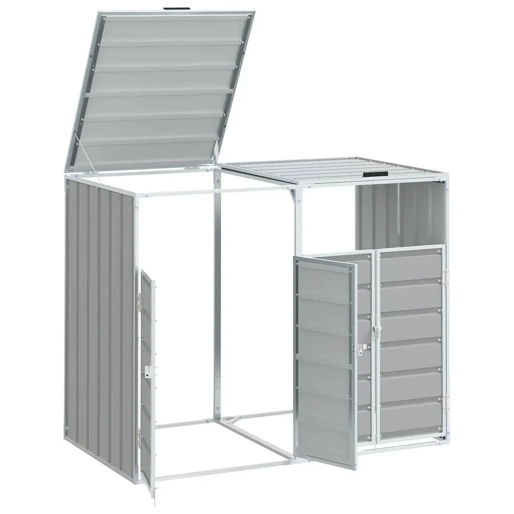 Wheelie Bin Storage Double Bins Grey Garden Waste Container Enclosure Steel