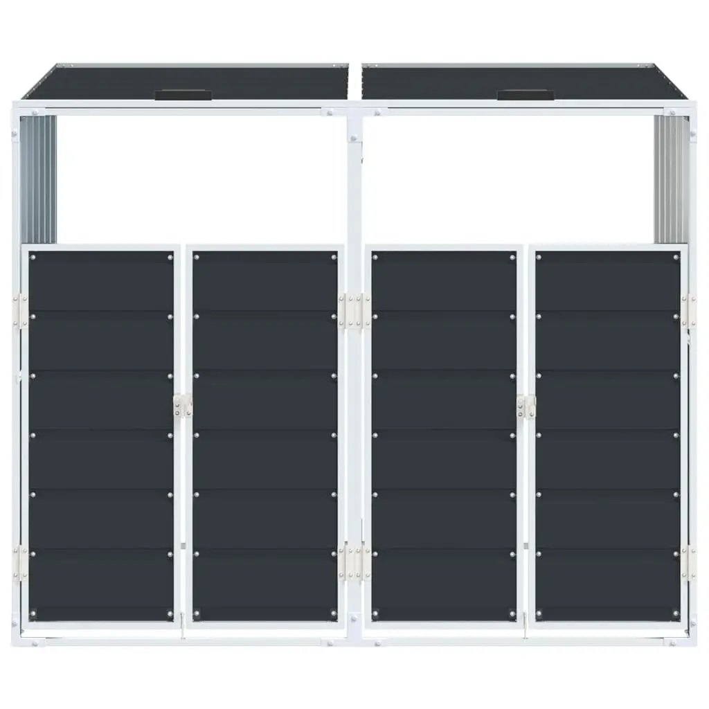 Wheelie Bin Storage Double Bins Powder-coated Steel 144 x 81 x 113 cm Anthracite Garden Waste Container Enclosure