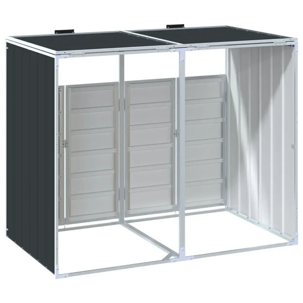 Wheelie Bin Storage Double Bins Powder-coated Steel 144 x 81 x 113 cm Anthracite Garden Waste Container Enclosure