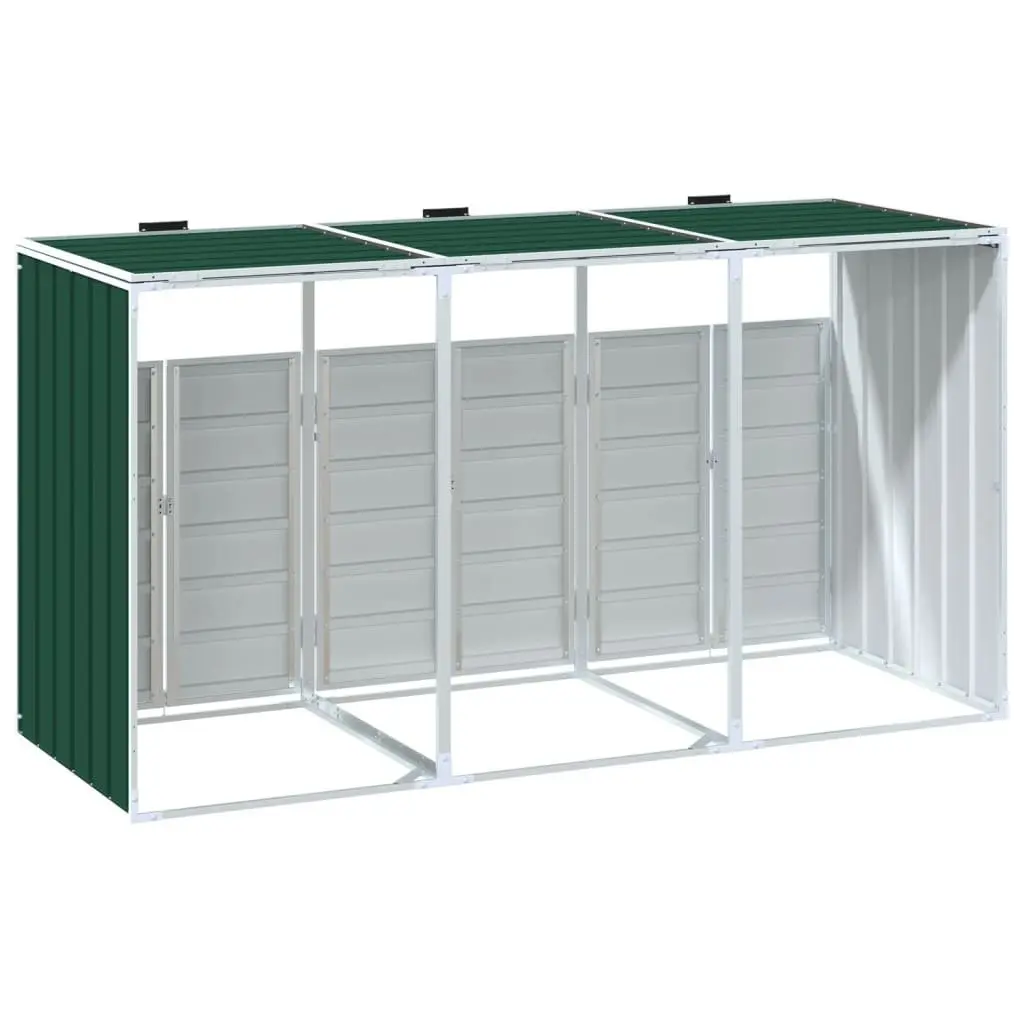 Wheelie Bin Storage Powder-coated Steel Triple Green Outdoor Garden Waste Enclosure