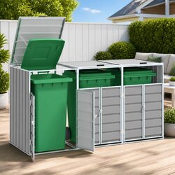 Practical Grey Outdoor Waste Container for Home Use