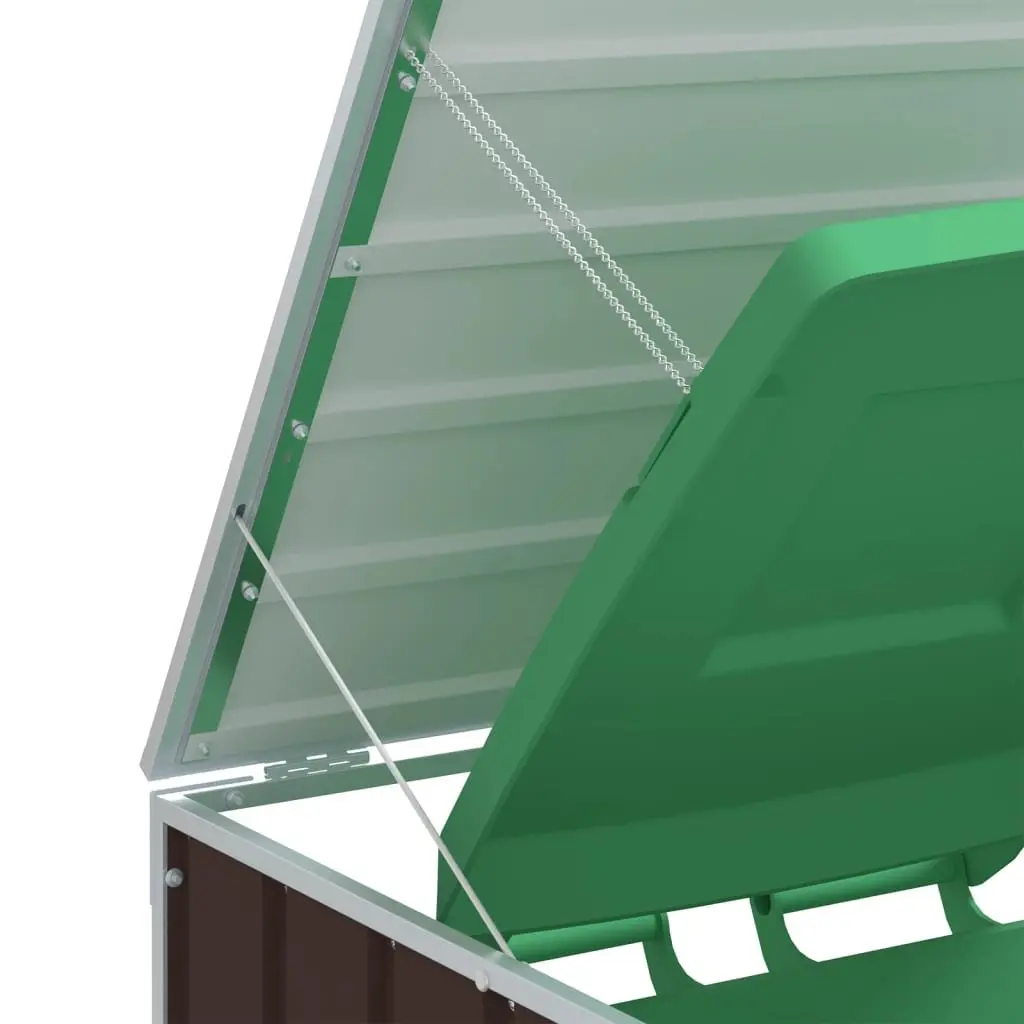 Wheelie Bin Storage Triple Bins Powder-coated Steel 216x81x115 cm Brown Garden Waste Container