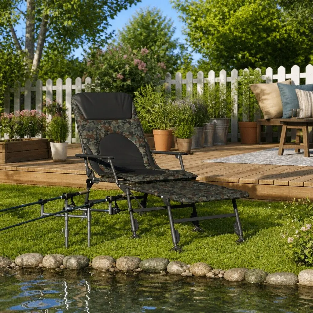 Fishing Bedchair Foldable Steel Frame Adjustable Multicolour