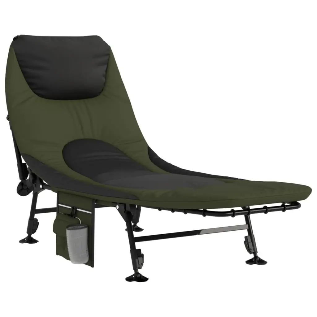 Foldable Fishing Bed Steel Frame Foam Padding Adjustable Backrest Green