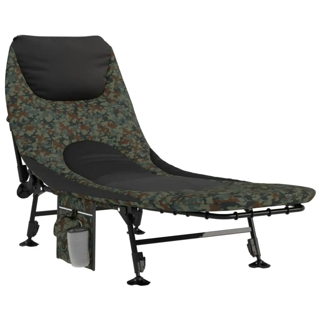 Foldable Fishing Bed Steel Foam Padding Adjustable Mud Legs Multicolour Camouflage