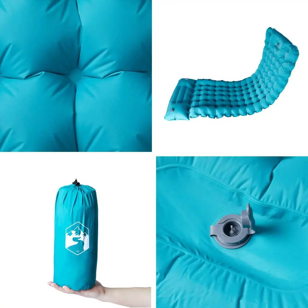 Self Inflating Camping Mattress 1-Person 10.5 cm Thickness Blue with Integrated Pillow