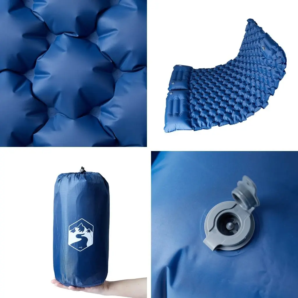 Self Inflating Camping Mattress Double Layer 8.5 cm Thickness Blue