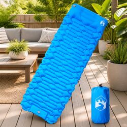 Self Inflating Camping Mattress with Pillow 1-Person Blue Sleeping Pad