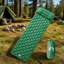 Practical Inflating Camping Mattress with Integrated Pillow