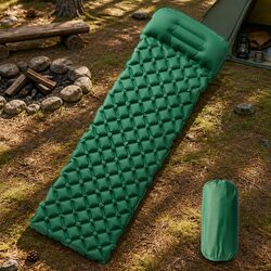 Practical Inflating Camping Mattress with Integrated Pillow