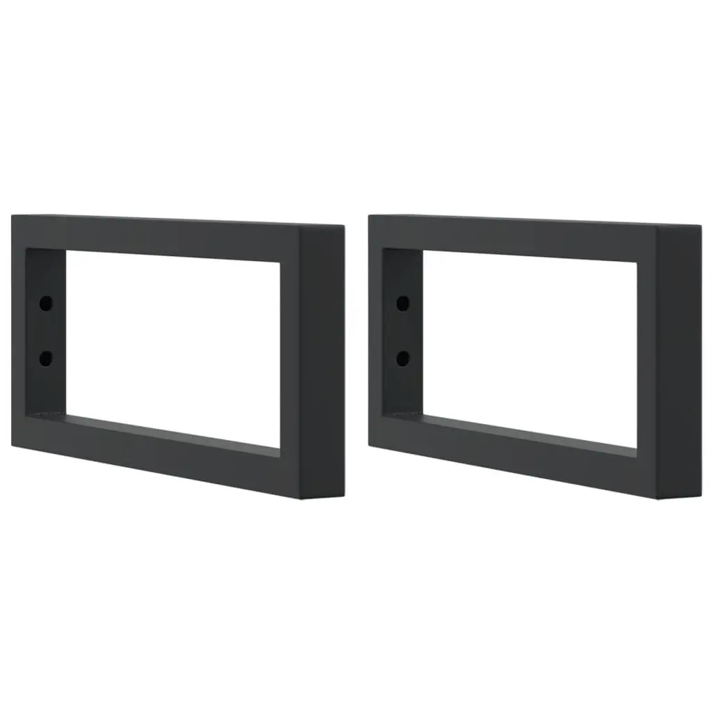 Shelf Brackets Steel Wall Mount 2 pcs Black Rectangular