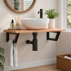 Shelf Brackets for Washbasin 2 pcs Black Trapezium Steel Wall Mount Storage