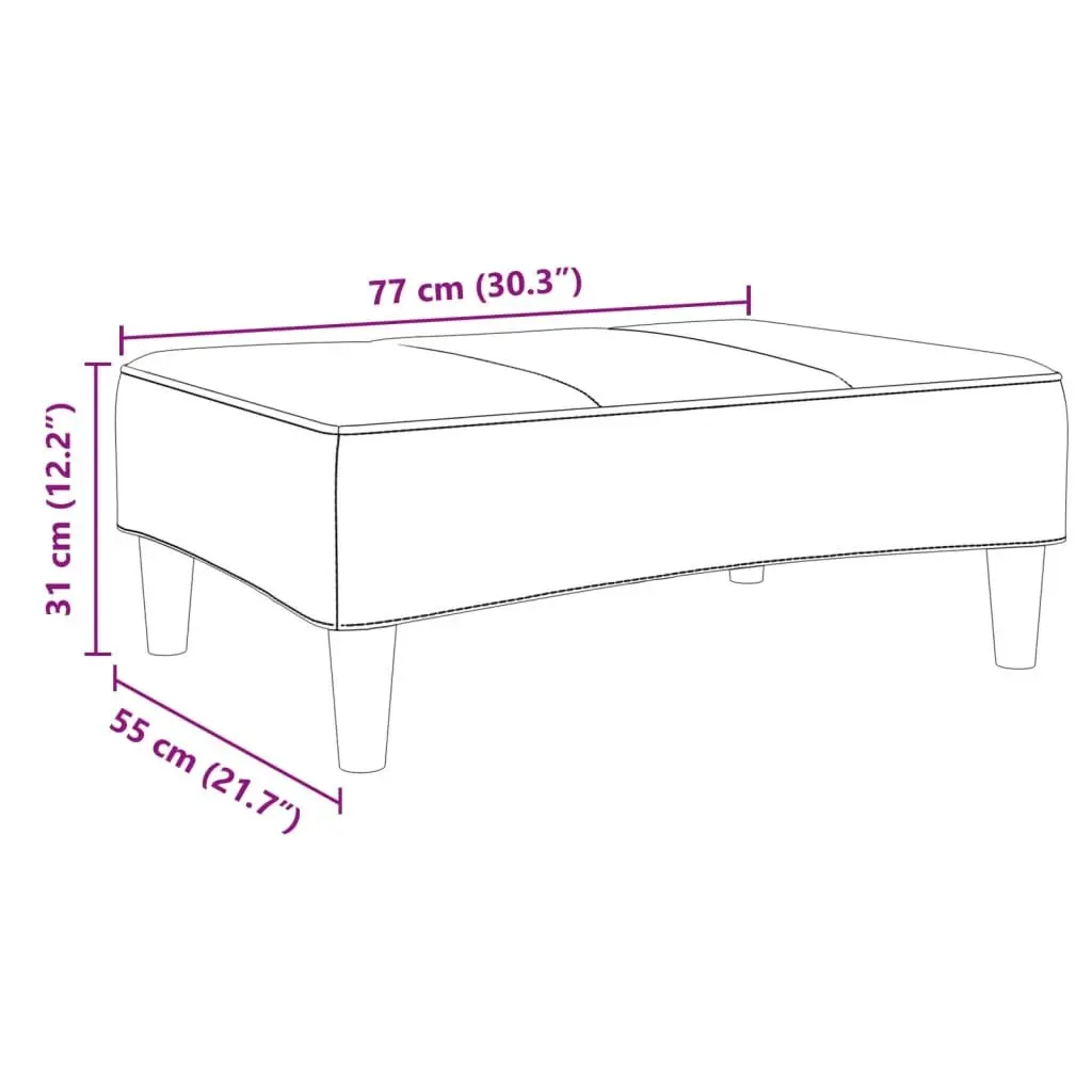 Footstool Fabric Dark Grey 77x55x31 cm Plywood Frame Living Room Furniture