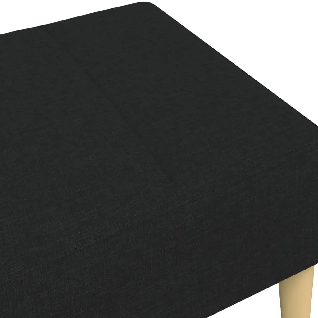 Footstool Fabric Black 77 x 55 x 31 cm Plywood Frame