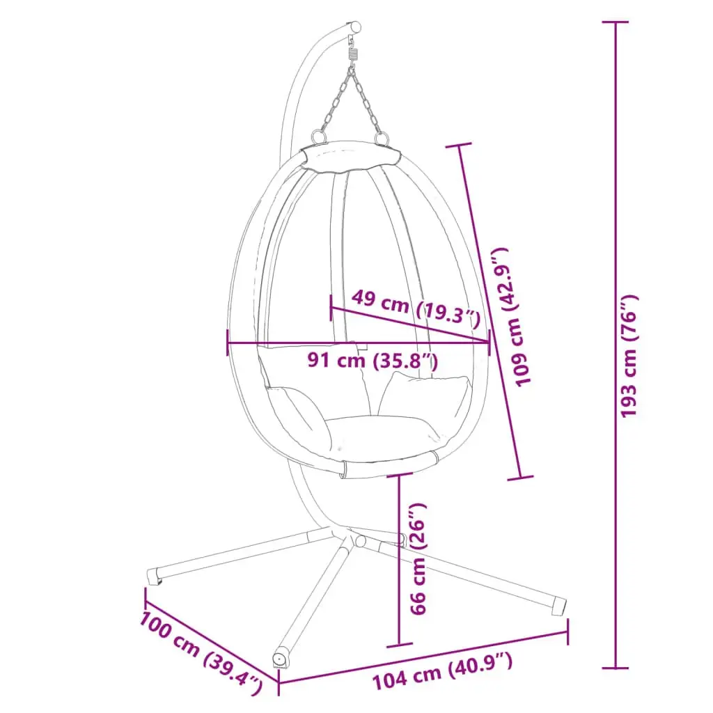 Hanging Egg Chair with Stand Steel Anthracite Outdoor Garden Patio Swing Seat
