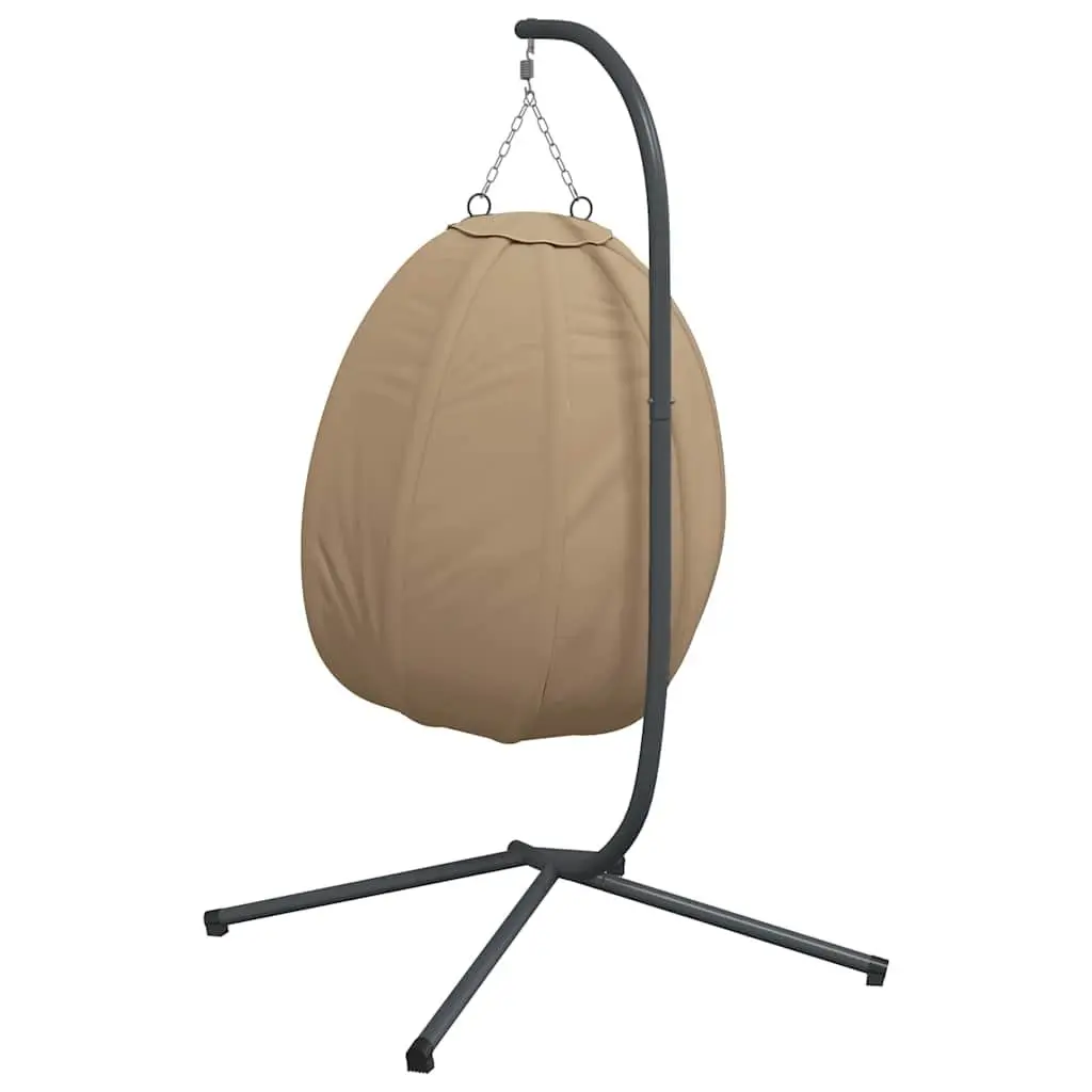 Hanging Egg Chair with Stand Taupe Fabric Steel Frame Garden Swing Outdoor Porch